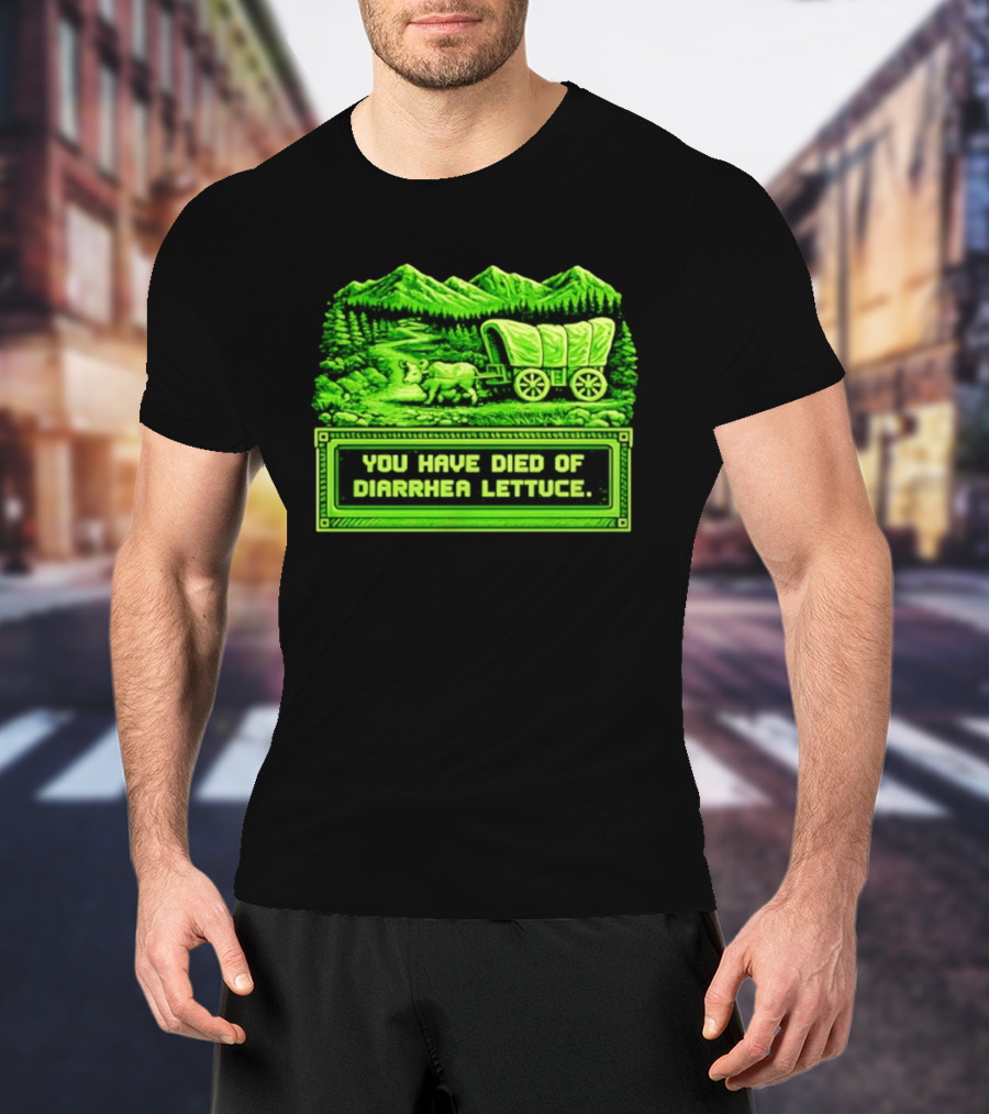 You Have Died Of Diarrhea Lettuce Wagon Trail Retro Gaming T-Shirt