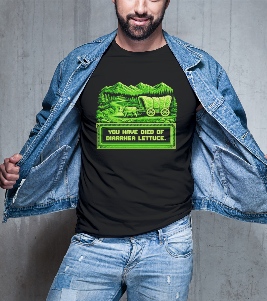 You Have Died Of Diarrhea Lettuce Wagon Trail Retro Gaming T-Shirt