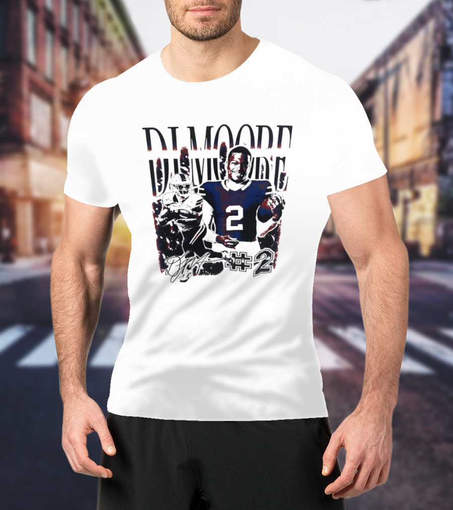 DJ Moore #2 Football Player Portrait Signature T-Shirt