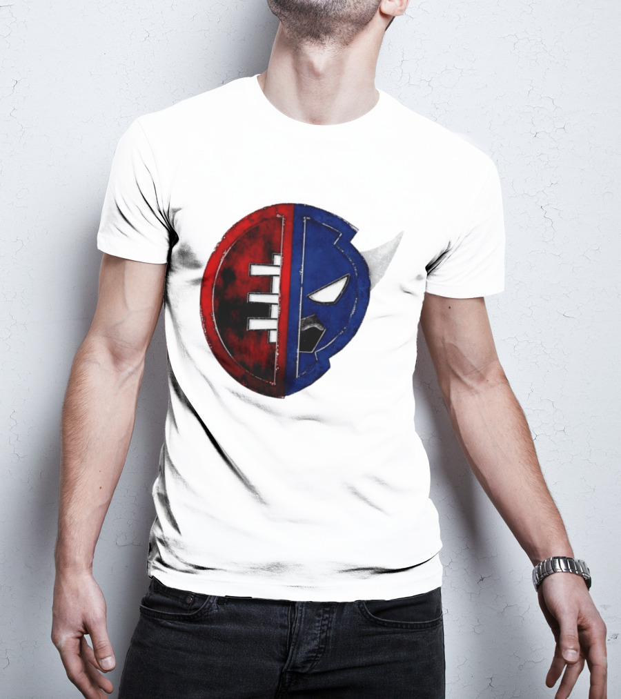 Buffalo Football Fusion Mask Emblem Red Blue Horns T-Shirt
