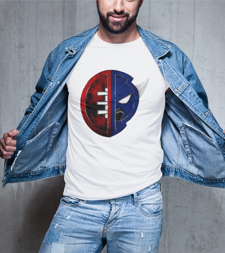 Buffalo Football Fusion Mask Emblem Red Blue Horns T-Shirt