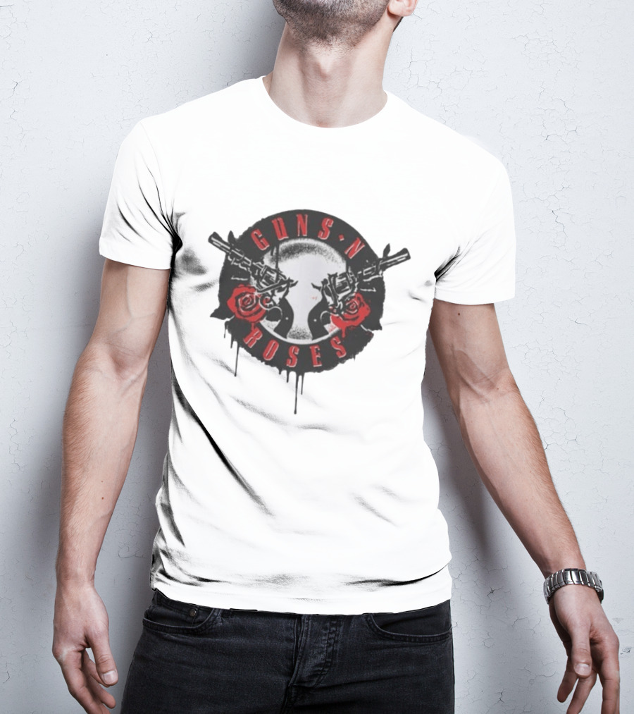 Guns N Roses World Tour 2026 Spray Painted Skull And Roses T-Shirt