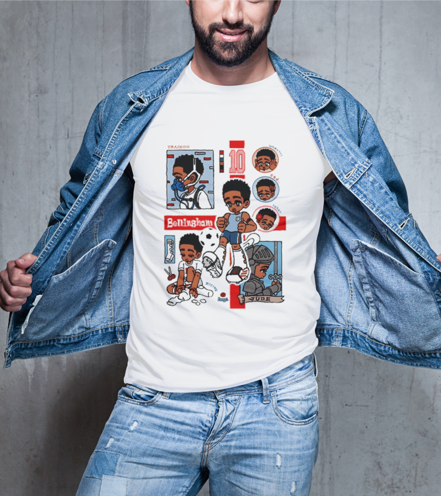 Jude Bellingham Kawaii Cartoon Soccer Training Armor Emotions T-Shirt