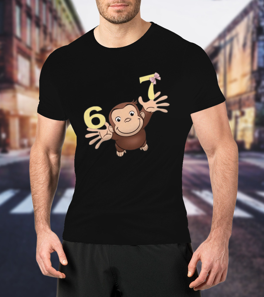 Curious George 67 Birthday Celebration Monkey And Numbers T-Shirt