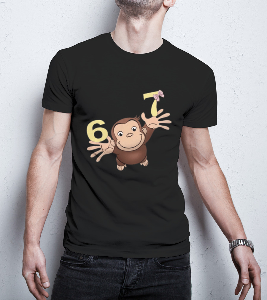Curious George 67 Birthday Celebration Monkey And Numbers T-Shirt