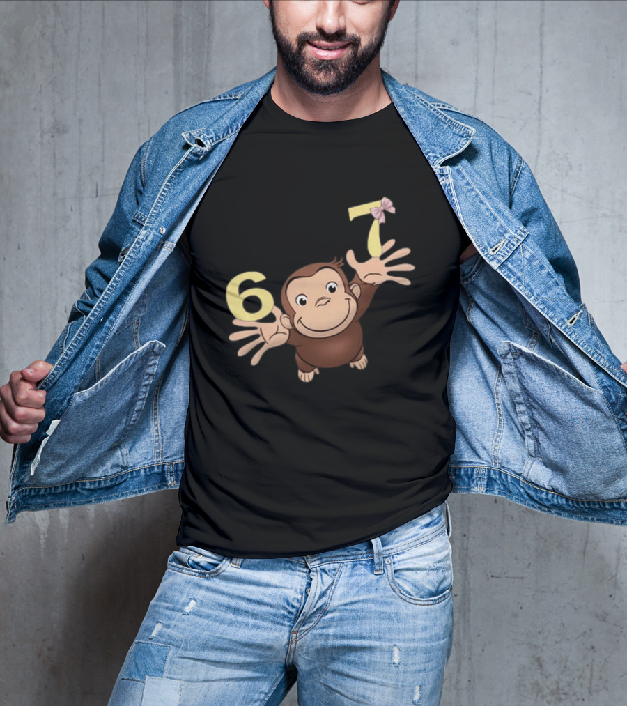 Curious George 67 Birthday Celebration Monkey And Numbers T-Shirt