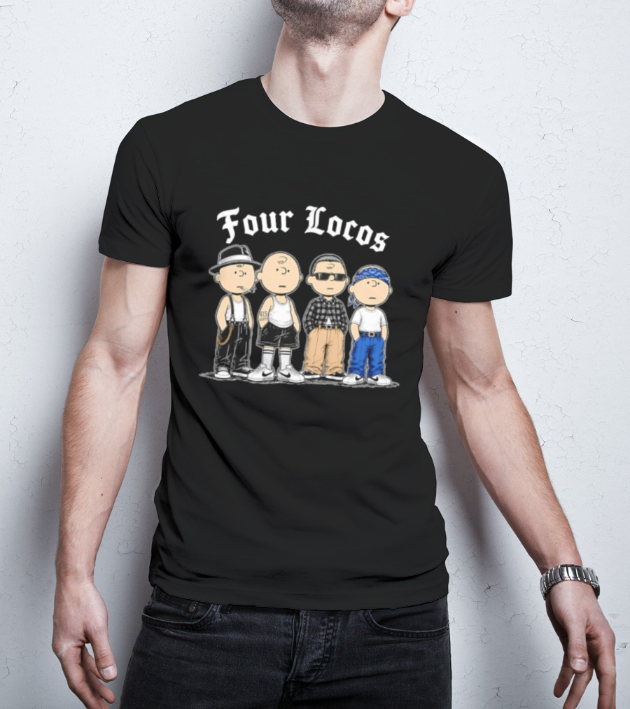 Four Locos Peanuts Gang Cholo Charlie Brown Characters T-Shirt
