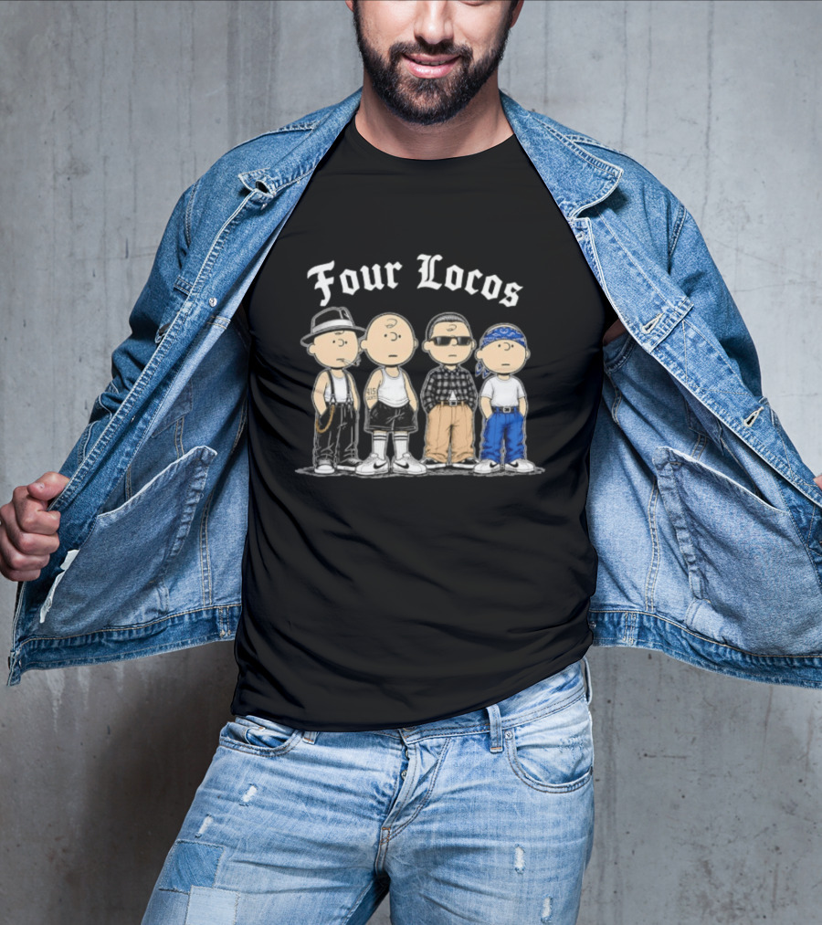 Four Locos Peanuts Gang Cholo Charlie Brown Characters T-Shirt
