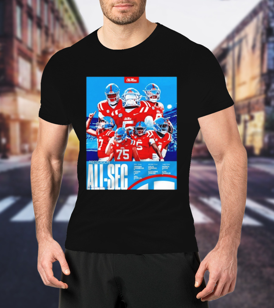 Ole Miss Rebels Preseason All SEC First Second Third Team Football Players T-Shirt
