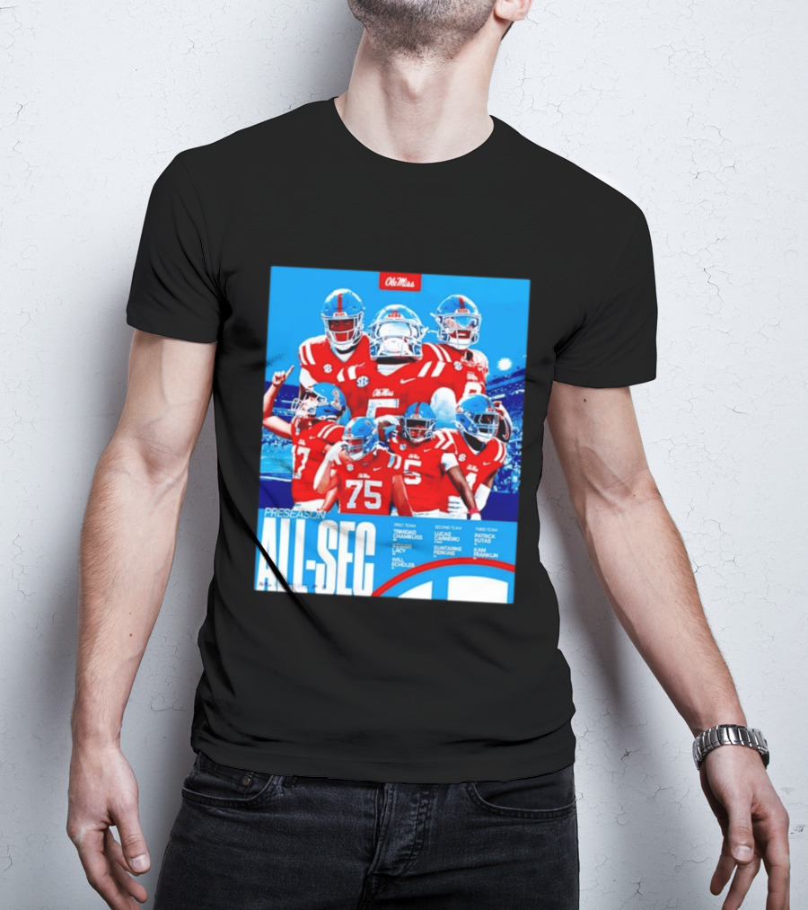 Ole Miss Rebels Preseason All SEC First Second Third Team Football Players T-Shirt
