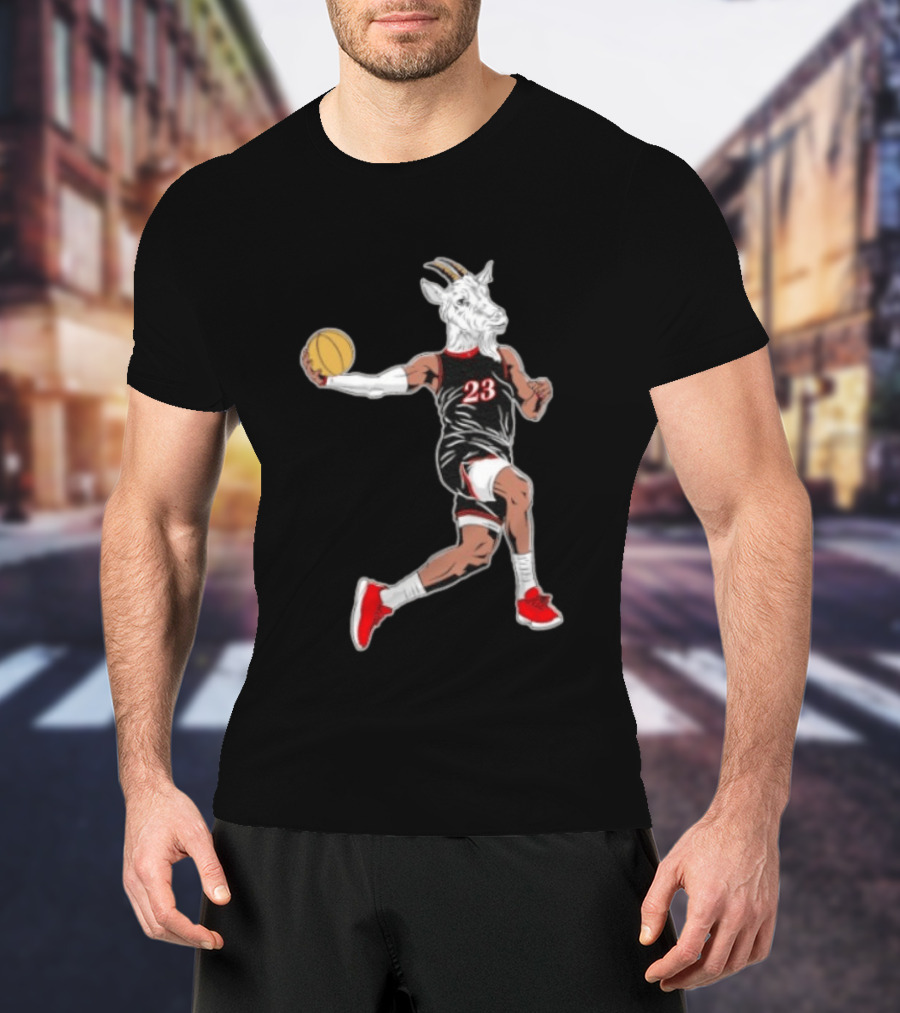 Goat Basketball Player Number 23 Greatest Of All Time Dunking Action T-Shirt