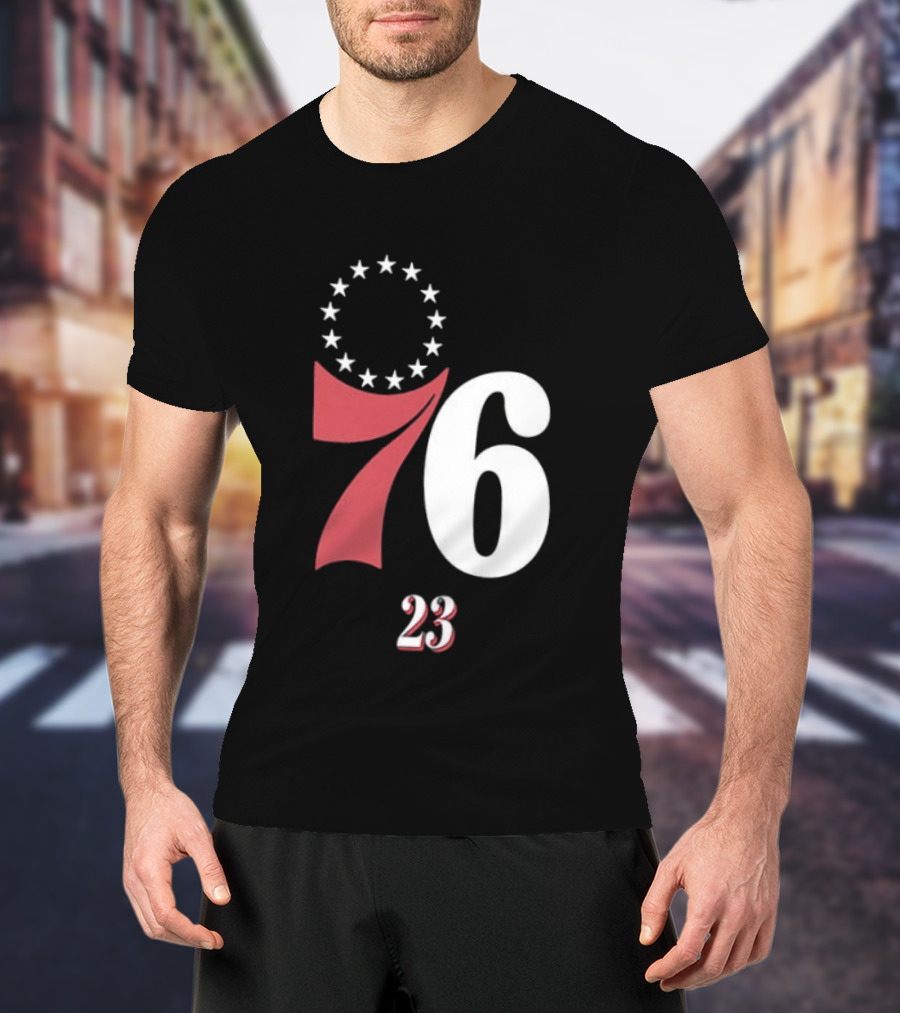 Philadelphia 76ers LeBron James 23 In The Paint Name And Number Royal 76ers T-Shirt