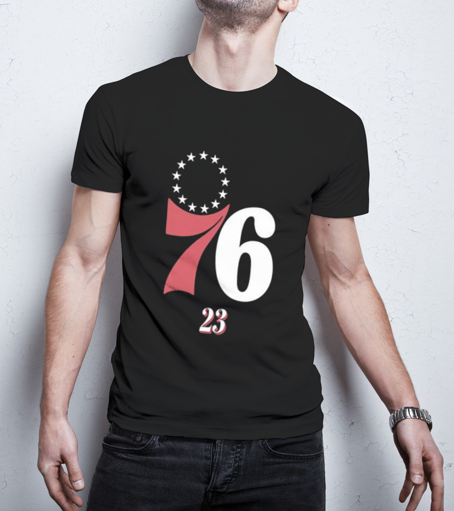 Philadelphia 76ers LeBron James 23 In The Paint Name And Number Royal 76ers T-Shirt