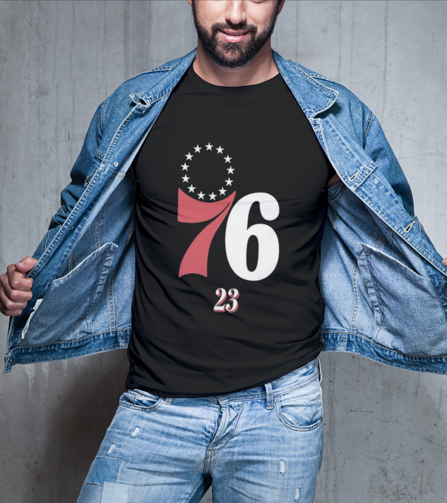 Philadelphia 76ers LeBron James 23 In The Paint Name And Number Royal 76ers T-Shirt