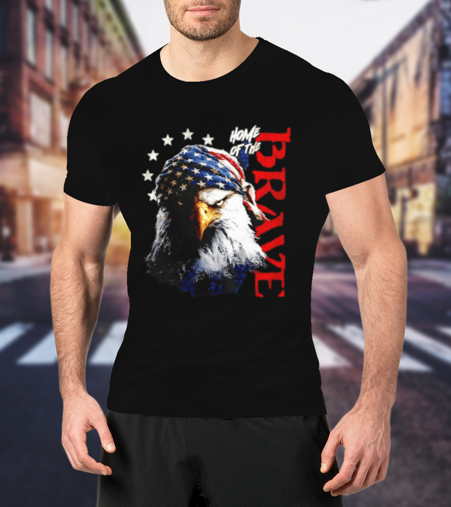 American Eagle Bandana Home Of The Brave Stars T-Shirt