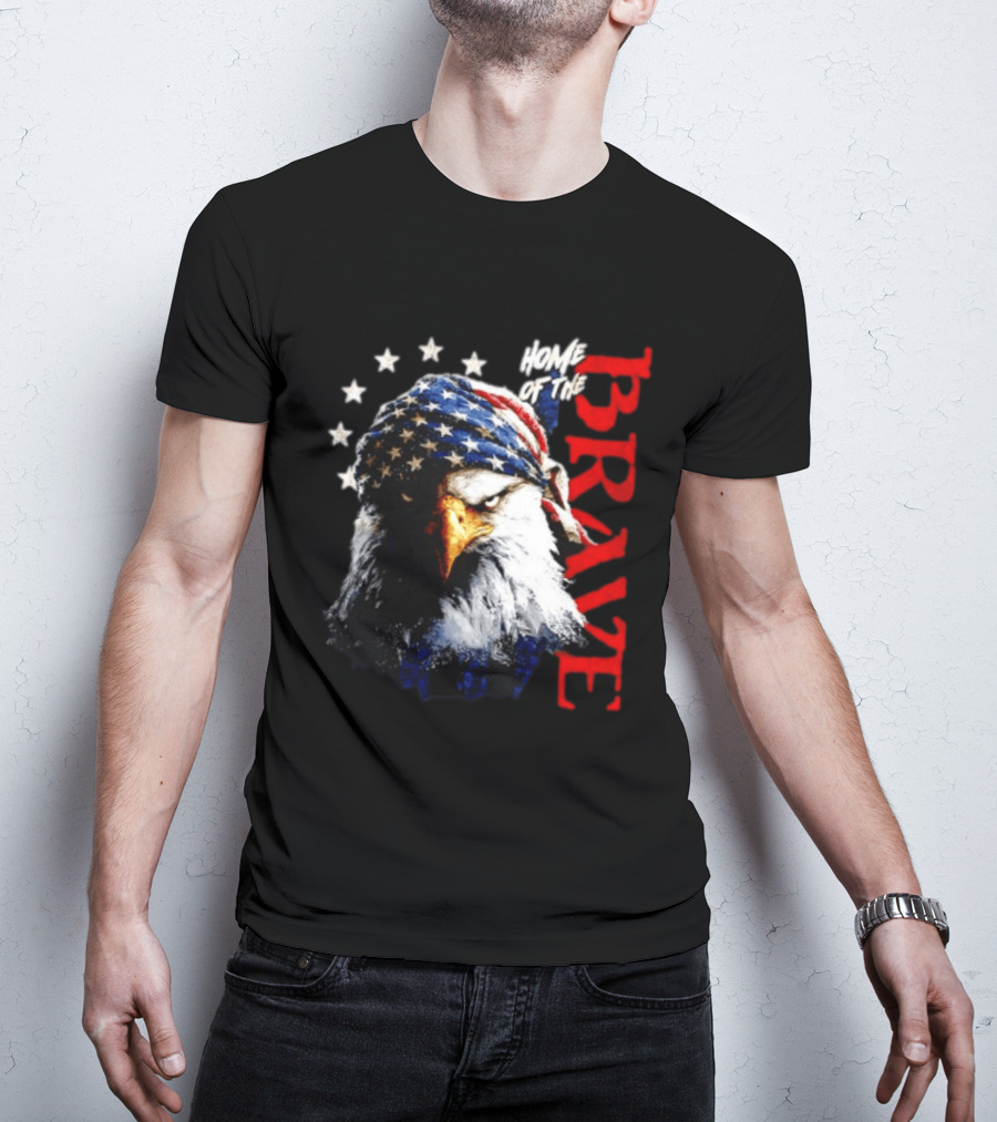 American Eagle Bandana Home Of The Brave Stars T-Shirt