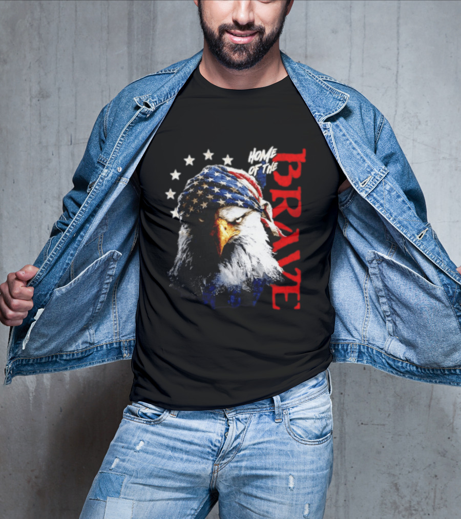 American Eagle Bandana Home Of The Brave Stars T-Shirt