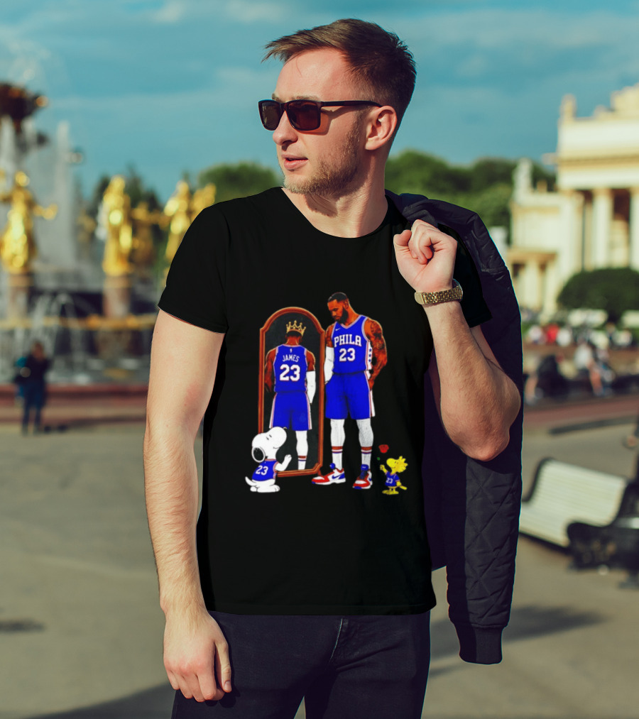 Snoopy Woodstock Mirror 23 King James Philadelphia 76ers T-Shirt