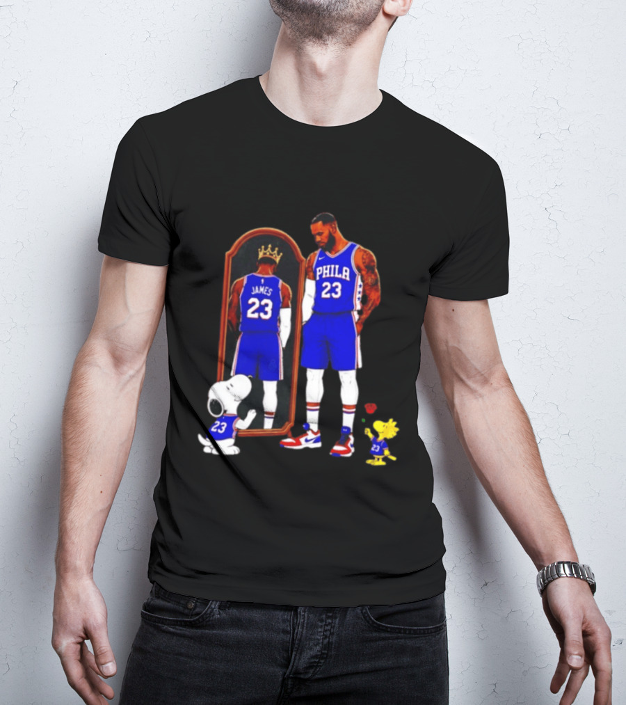 Snoopy Woodstock Mirror 23 King James Philadelphia 76ers T-Shirt