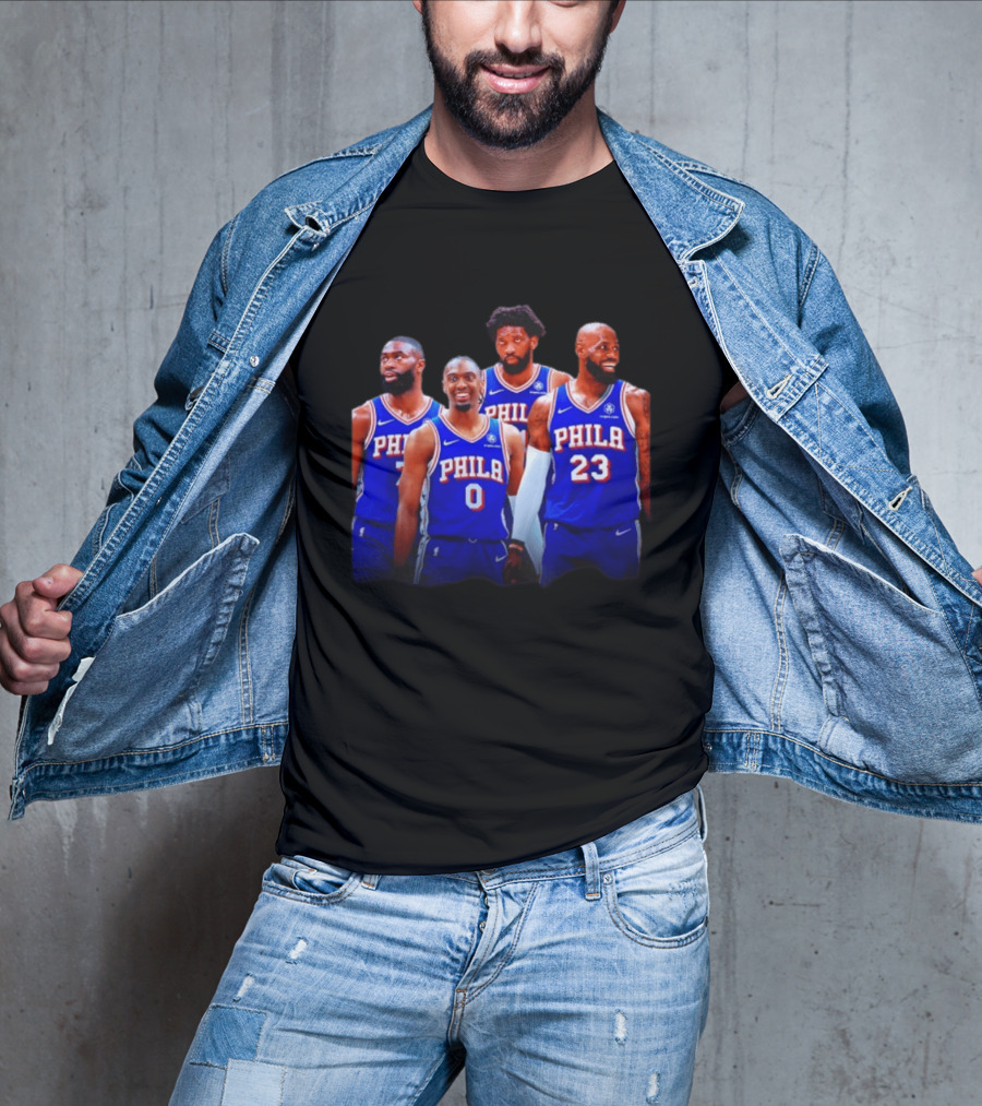 Philadelphia 76ers Joel Embiid Tyrese Maxey Paul George LeBron James NBA Team T-Shirt