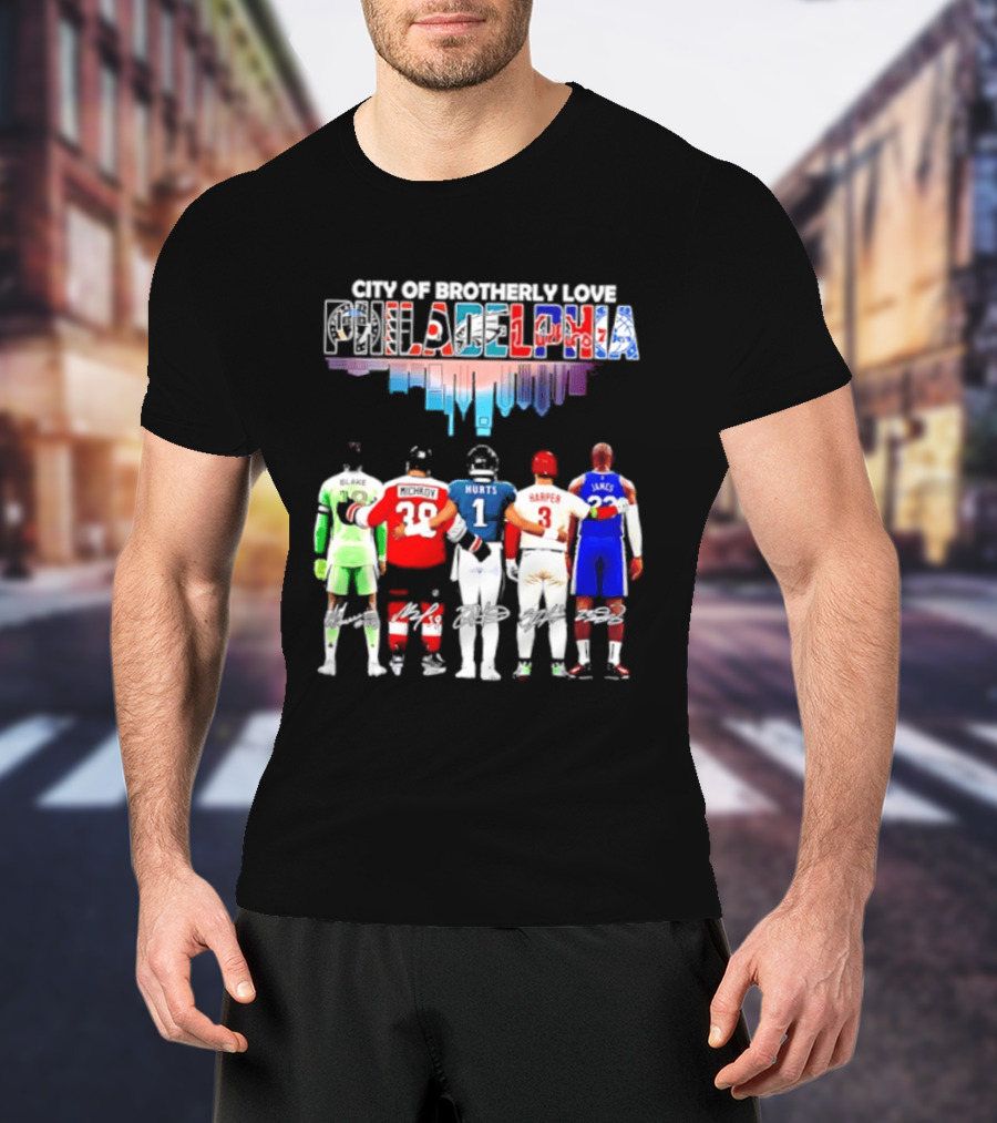 City Of Brotherly Love Philadelphia Skyline James Harper Hurts Blake Michkov T-Shirt