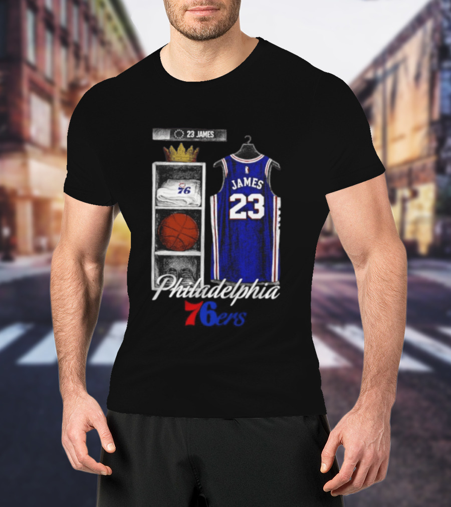 LeBron James 23 Jersey Philadelphia 76ers Locker Room T-Shirt