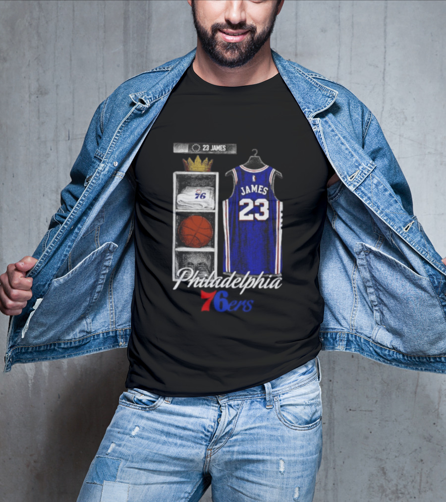 LeBron James 23 Jersey Philadelphia 76ers Locker Room T-Shirt