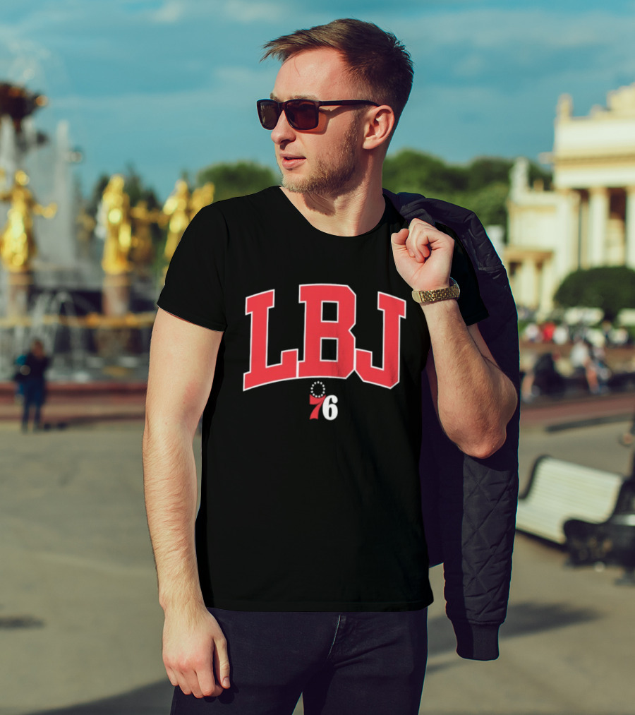 LeBron James LBJ Philadelphia 76ers 76 Royal Varsity Initials T-Shirt