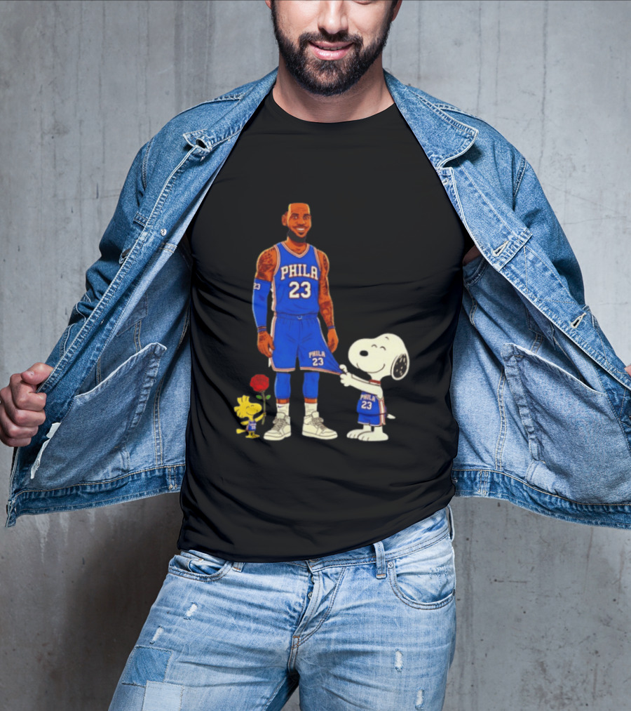 LeBron James Peanuts Collaboration Philadelphia 76ers Snoopy Woodstock 23 Jersey T-Shirt