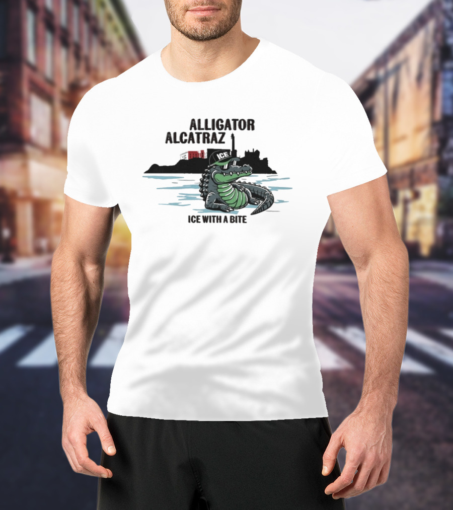 Alligator Alcatraz Ice With A Bite Chilling Reptile At San Francisco Bay T-Shirt