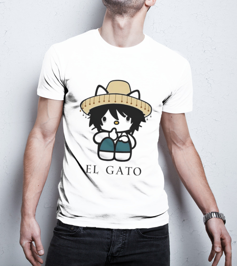 El Gato Hello Kitty L Lawliet Crossover With Sombrero T-Shirt
