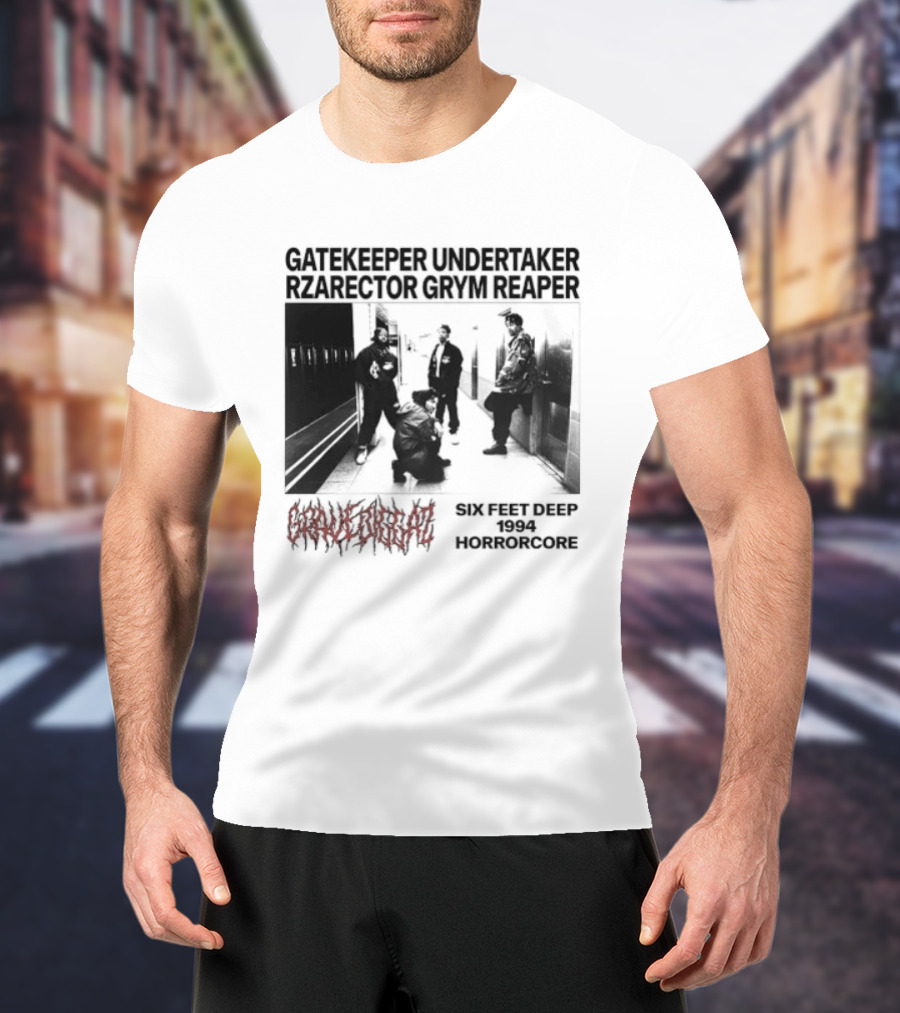 Gravediggaz Six Feet Deep 1994 Gatekeeper Undertaker Rzarector Grym Reaper Horrorcore T-Shirt