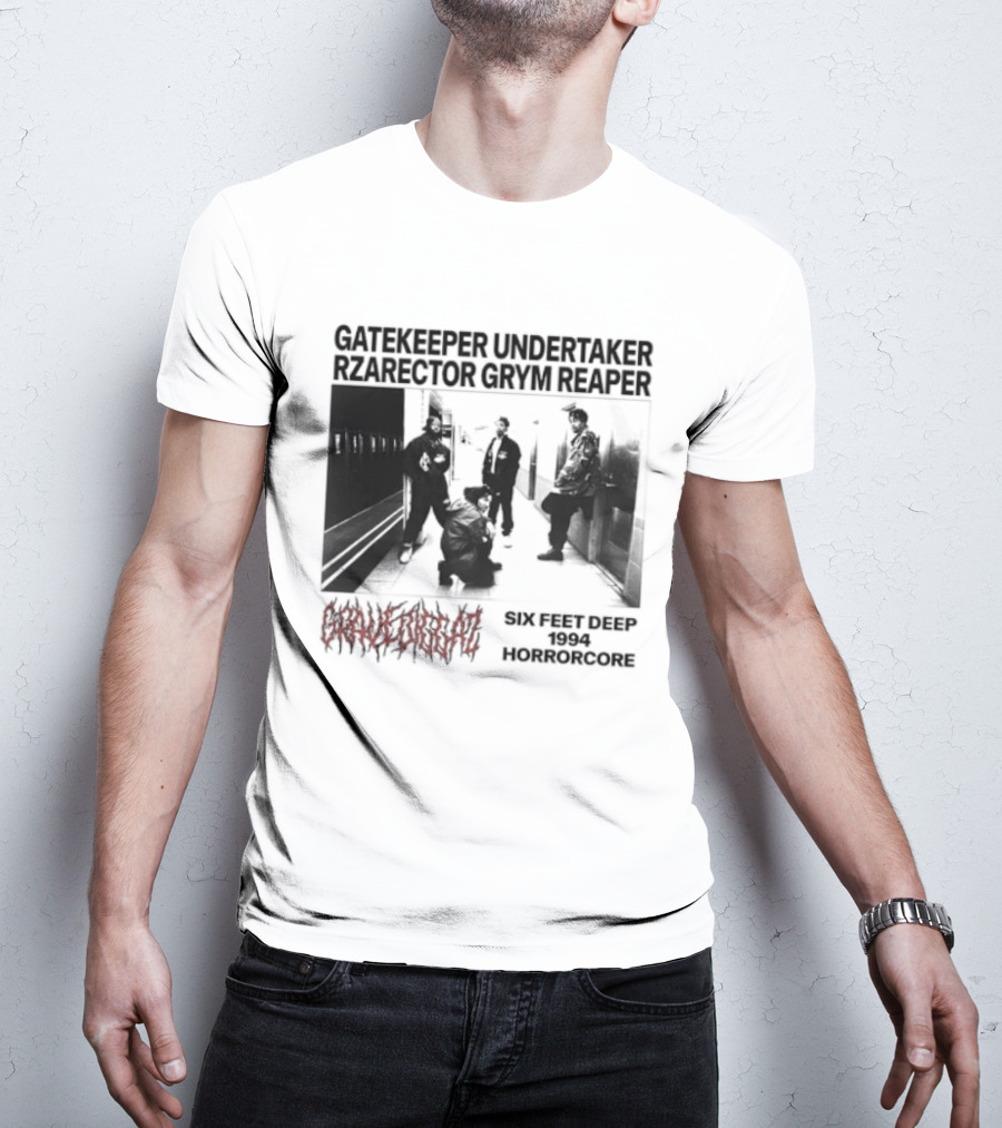 Gravediggaz Six Feet Deep 1994 Gatekeeper Undertaker Rzarector Grym Reaper Horrorcore T-Shirt