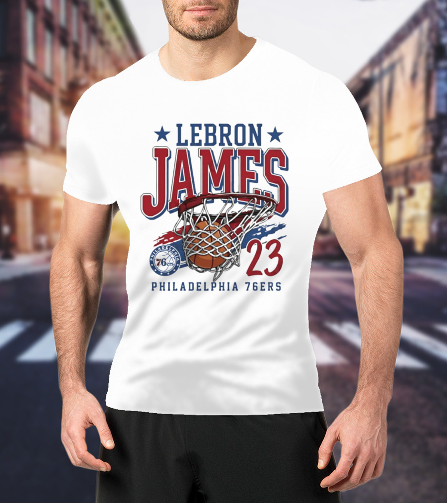 LeBron James Basketball 23 Hoop Philadelphia 76ers T-Shirt