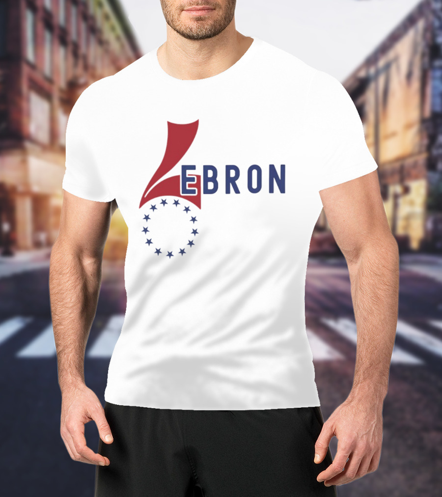 Lebron Stars Circle Red Blue буквенный логотип 76 Ers T-Shirt