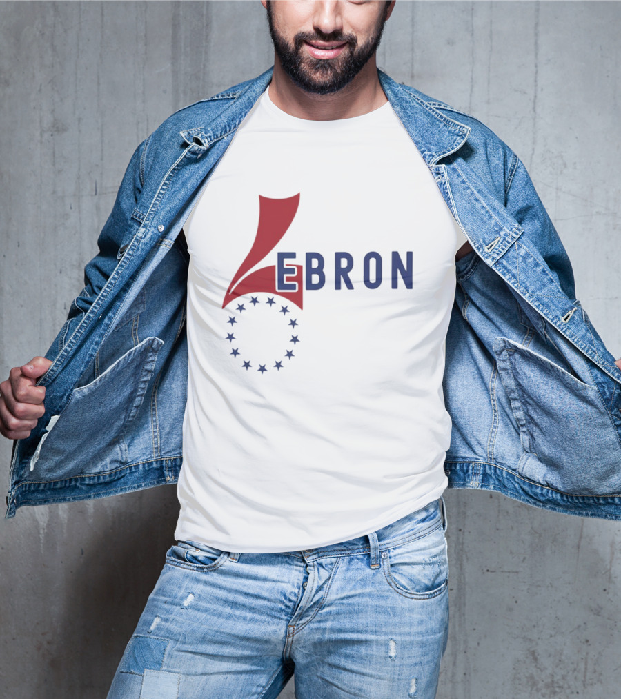 Lebron Stars Circle Red Blue буквенный логотип 76 Ers T-Shirt