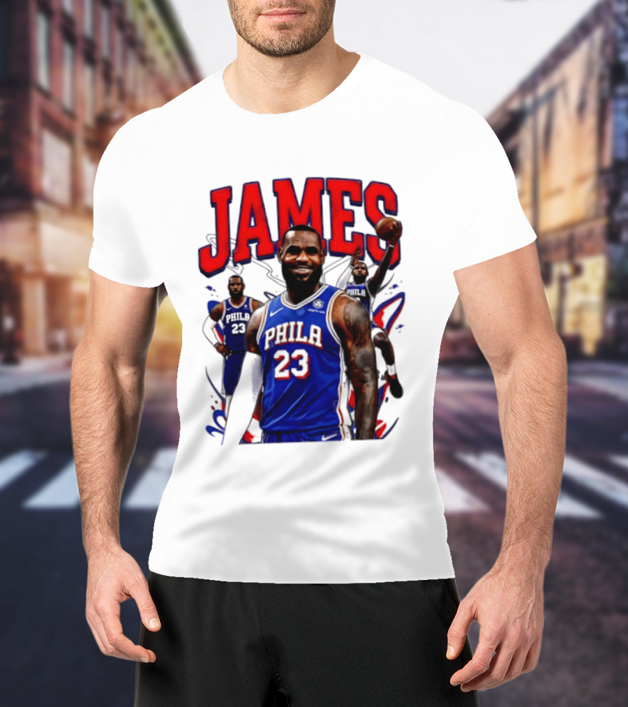 Philadelphia 76ers LeBron James 2026 Basketball Player T-Shirt