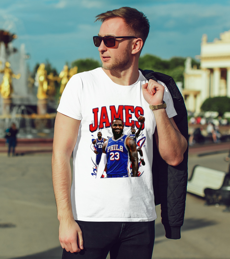 Philadelphia 76ers LeBron James 2026 Basketball Player T-Shirt