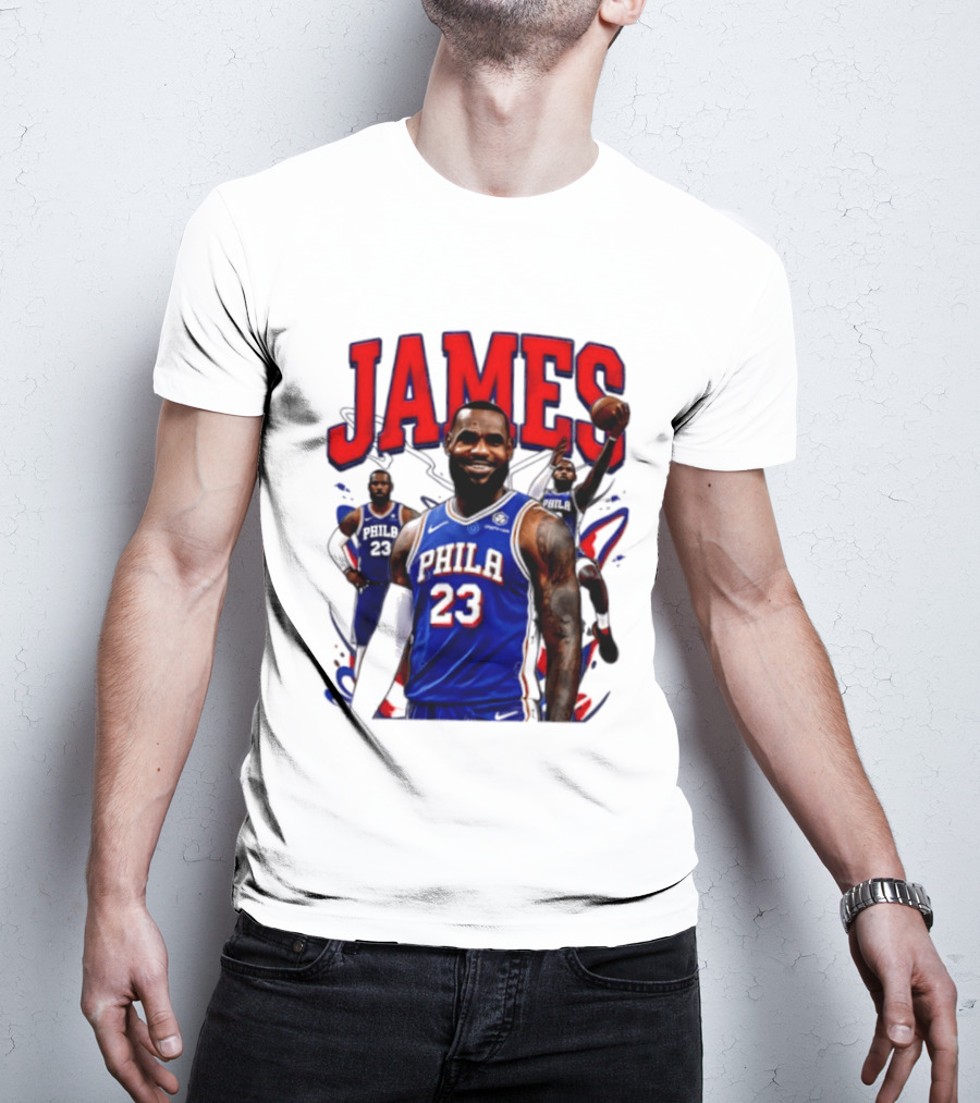 Philadelphia 76ers LeBron James 2026 Basketball Player T-Shirt