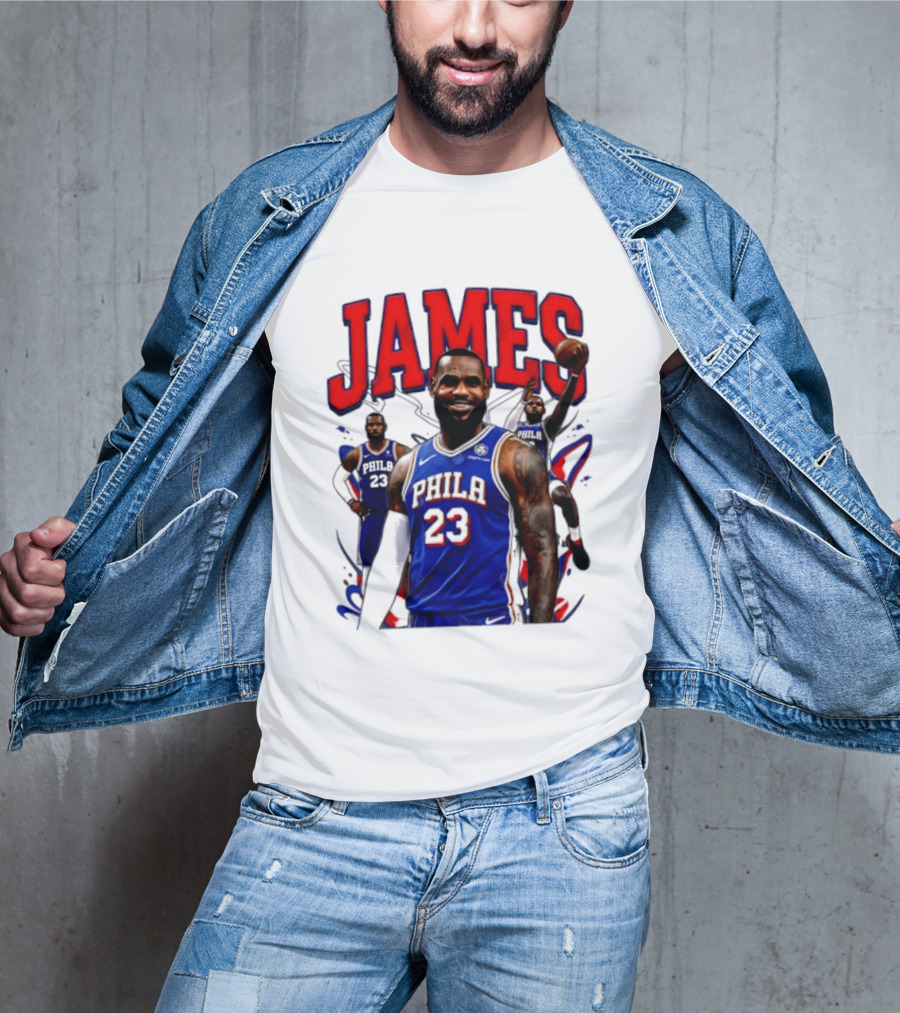Philadelphia 76ers LeBron James 2026 Basketball Player T-Shirt