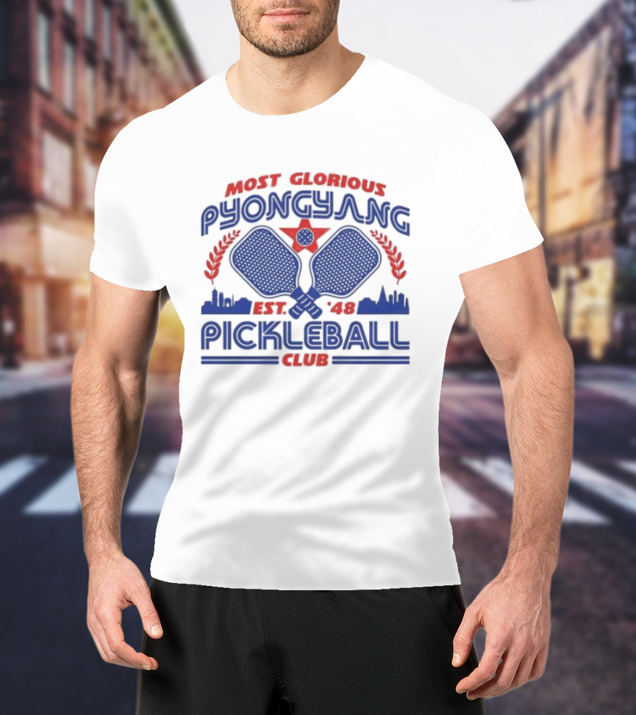 Most Glorious Pyongyang Pickleball Club Established 1948 Retro Paddle T-Shirt
