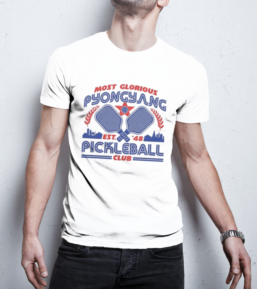 Most Glorious Pyongyang Pickleball Club Established 1948 Retro Paddle T-Shirt