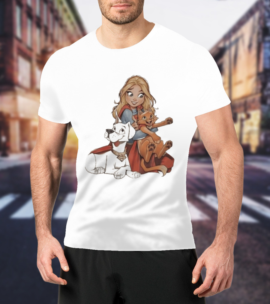Supergirl Krypto Streaky Cartoon Characters Fun T-Shirt