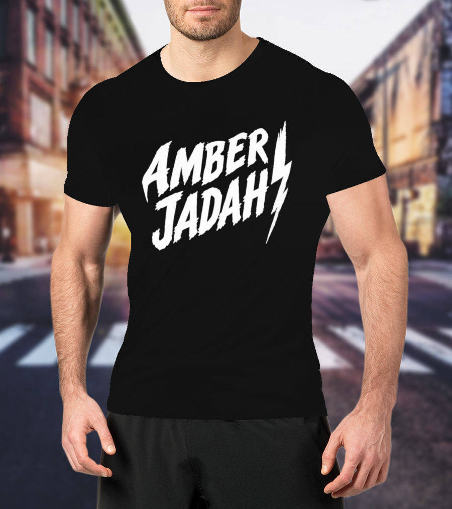 Amber Jadah Lightning Bold Text With Iconic Bolt T-Shirt