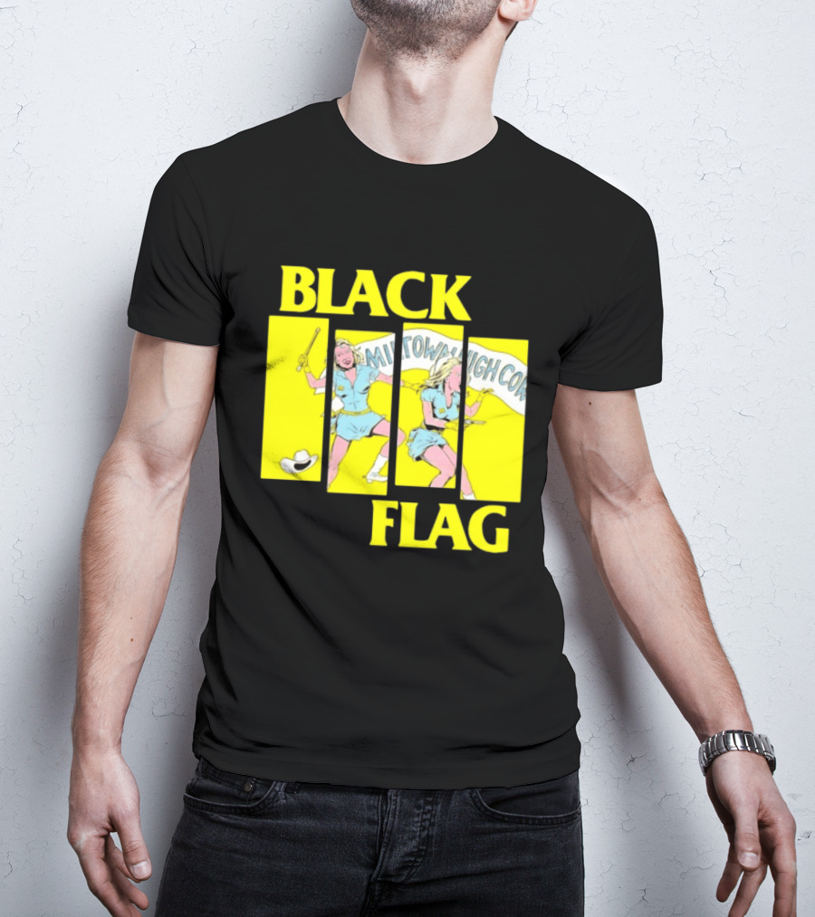 Black Flag Midtown High Comix Punk Rock Mid 20th Century T-Shirt