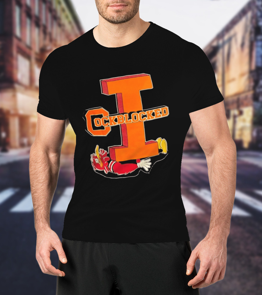 Cockblocked Illinois Fighting Illini Big I Defeat T-Shirt