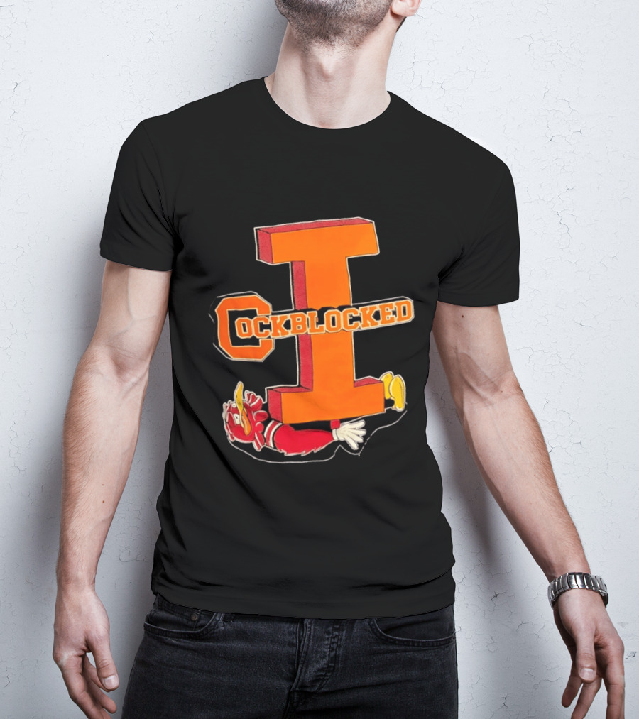 Cockblocked Illinois Fighting Illini Big I Defeat T-Shirt