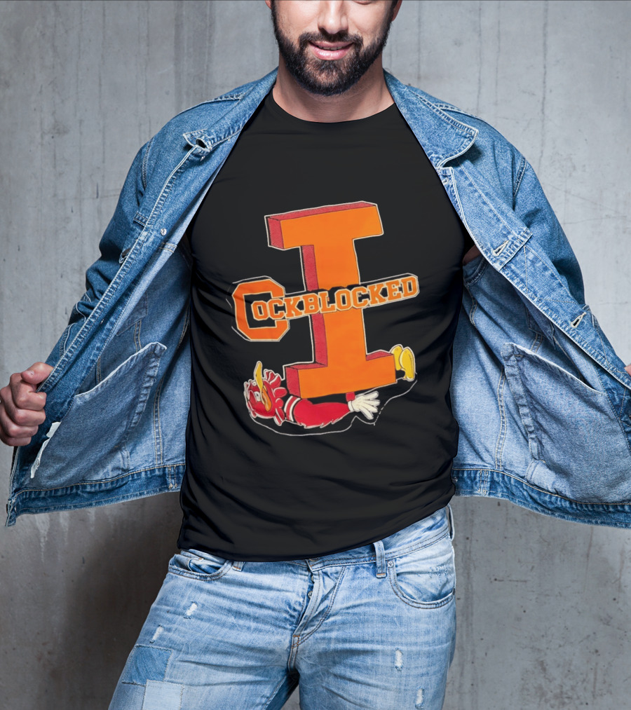 Cockblocked Illinois Fighting Illini Big I Defeat T-Shirt