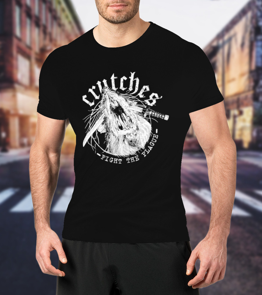 Crutches Fight The Plague Punk Hardcore Twig T-Shirt