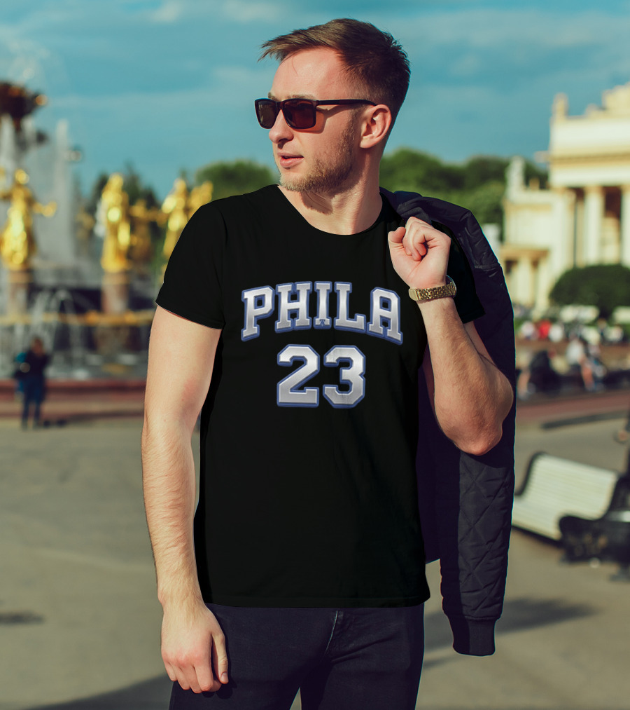 LeBron James 23 Philly Sixers Basketball Two Sided T-Shirt